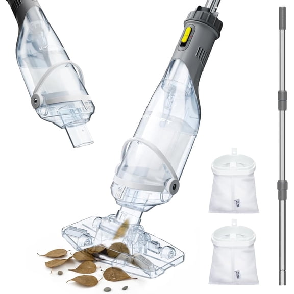 InoKraft Cordless Pool Vacuum Rechargeable Pool Cleaner 18.5 GPM Suction 59 in Extendable Pole 500 Mesh Filter Gray for Above Ground Inground Pool