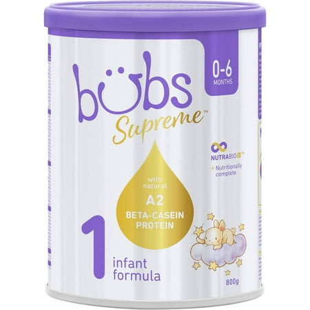 UPC: 9338078008552 | Bubs Supreme Infant Formula Stage 1 Infants 0-6 months Made with A2 Beta-Casein Protein Cows Milk 28.2 oz 1.76 Pound (Pack of 1)