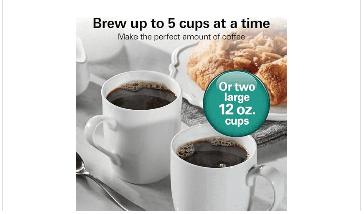 Hamilton Beach 5 Cup Drip Coffee Maker with Easy FrontFill Basket, Compact Design, Works with Smart Plugs, Glass Carafe, Auto Pause