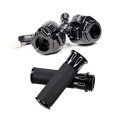 thumbnail image 1 of Anzio Left Right CNC 1" Handlebar Hand Grips + Switch Control, Push Button, Manual, Black, Compatible with 1996-2012 Harley Davidson, 1 of 4