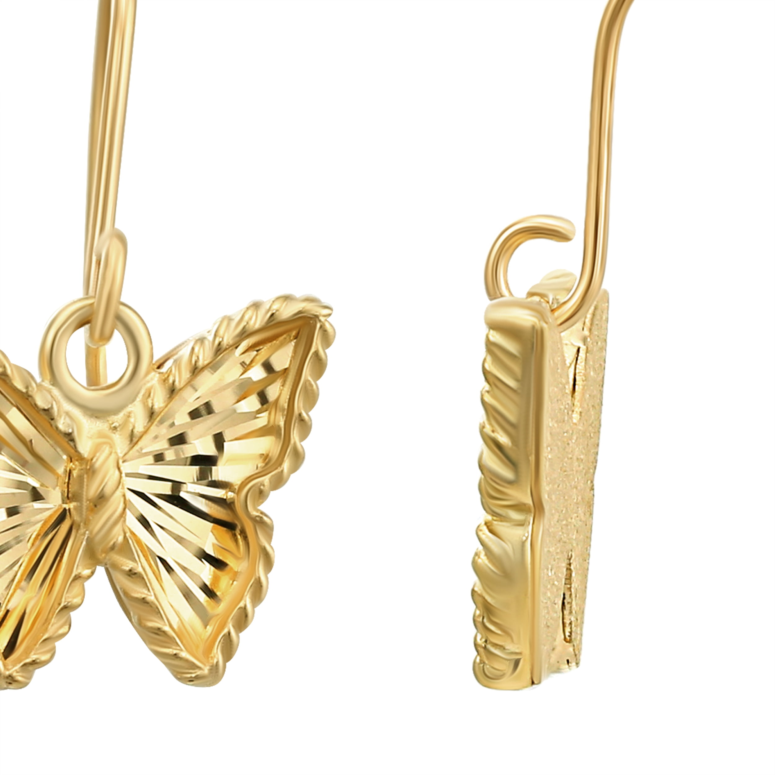 Brilliance Fine Jewelry Adult Female 10KT Yellow Gold Butterfly Fish Hook Earrings