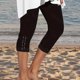 thumbnail image 2 of Leggings capri para mujer - Pantalones de compresión para yoga de cintura alta con pedrería para verano, 2 of 5