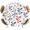 Navy blue, red, variant on Elastic Fitted Round Tablecloth, Grey Brown Botanical Waterproof Stretch Table Cover for 55"-60" Tables, Watercolor Spring Floral Summer Leaf Washable Outdoor Tablecloths for Patio, Picnic, Camping