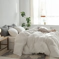 thumbnail image 7 of MooMee Duvet Cover Set Cal-King 100% Washed Cotton Twill Ultra-Soft Breathable Linen Like 3-Piece (Off White, 104"x98"), 7 of 7