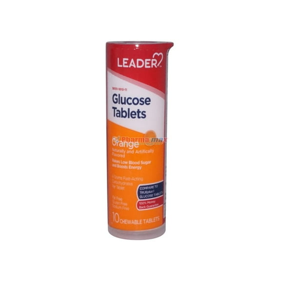 Leader Glucose Tablets Raise Low Blood Sugar & Boosts Energy 10 ct each, Case of 6