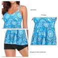 thumbnail image 4 of Traje de baño de 2 piezas para mujer, trajes de baño estampados, trajes de baño que ocultan la barriga, conjunto de pantalones cortos con camiseta sin mangas, azul claro S, 4 of 5