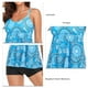 thumbnail image 4 of Traje de baño de 2 piezas para mujer, trajes de baño estampados, trajes de baño que ocultan la barriga, conjunto de pantalones cortos sin mangas, azul claro M, 4 of 5