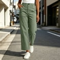 thumbnail image 4 of Oksale Chino Pants for Women Petite Straight Leg Khaki Pants with Patch Pockets High Waisted Button Casual Pants Trendy Trousers Mint Green 2XL, 4 of 9