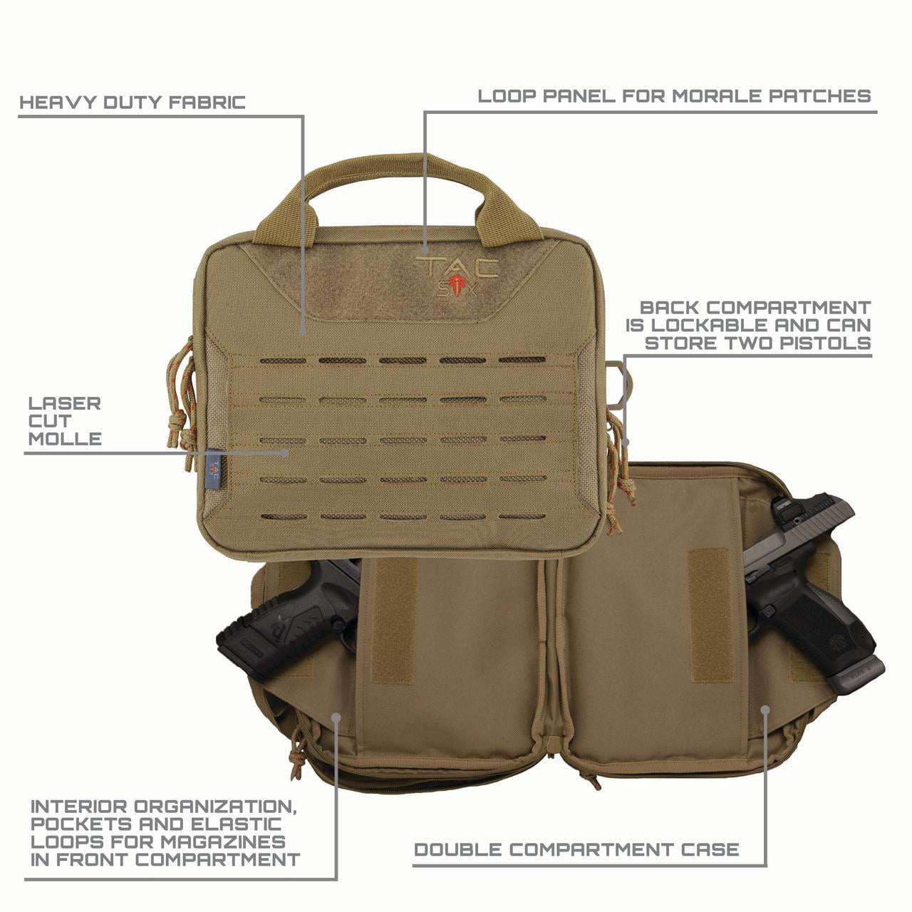 Tac-Six™ Crew 2-Firearm Case, 10"L x 8"W, Coyote
