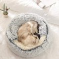 thumbnail image 3 of Cesta de felpa para mascotas TANGJMXG Cesta cálida semicerrada en forma de rosquilla para perro y gato, 3 of 4