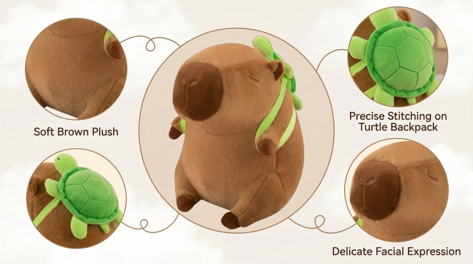 Capybara Plush Toy, 17.6Inch Cuddly Soft Huggable Stuffed Animals Plush Pillows, Gifts for Teens Women & Fans