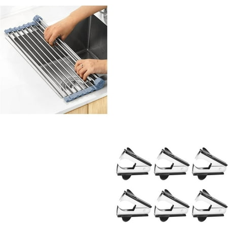 

HYKE Over The Sink Dish Drying Rack Roll Up Dish Drying Rack en Dish Rack + 6 Pack Staple Remover Staple Puller Removers Tolls