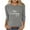 Dark Gray, variant on Women's Casual Fashion Print Brushed Ribbed Round Neck 3/4 Sleeve T-shirt Pullover Top / 3/4 Sleeve Round Neck Top / Women's Top
