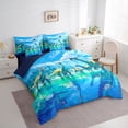 thumbnail image 2 of Feelyou Lake Watercolor Long Neck Dinosaurs Twin Bedding Sets for Boys Girls, Prehistoric Wildlife Bedding Comforter Set, Blue, Blue Reversible, 7-Piece, 2 of 7