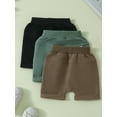 thumbnail image 3 of Arvbitana Toddler Baby Boys 3-Pack Shorts 6M 12M 18M 24M 3T Elastic Waist Rolled Hem Short Pants Solid Color Tie Front Joggers Infant Casual Summer Athletic Shorts, 3 of 7