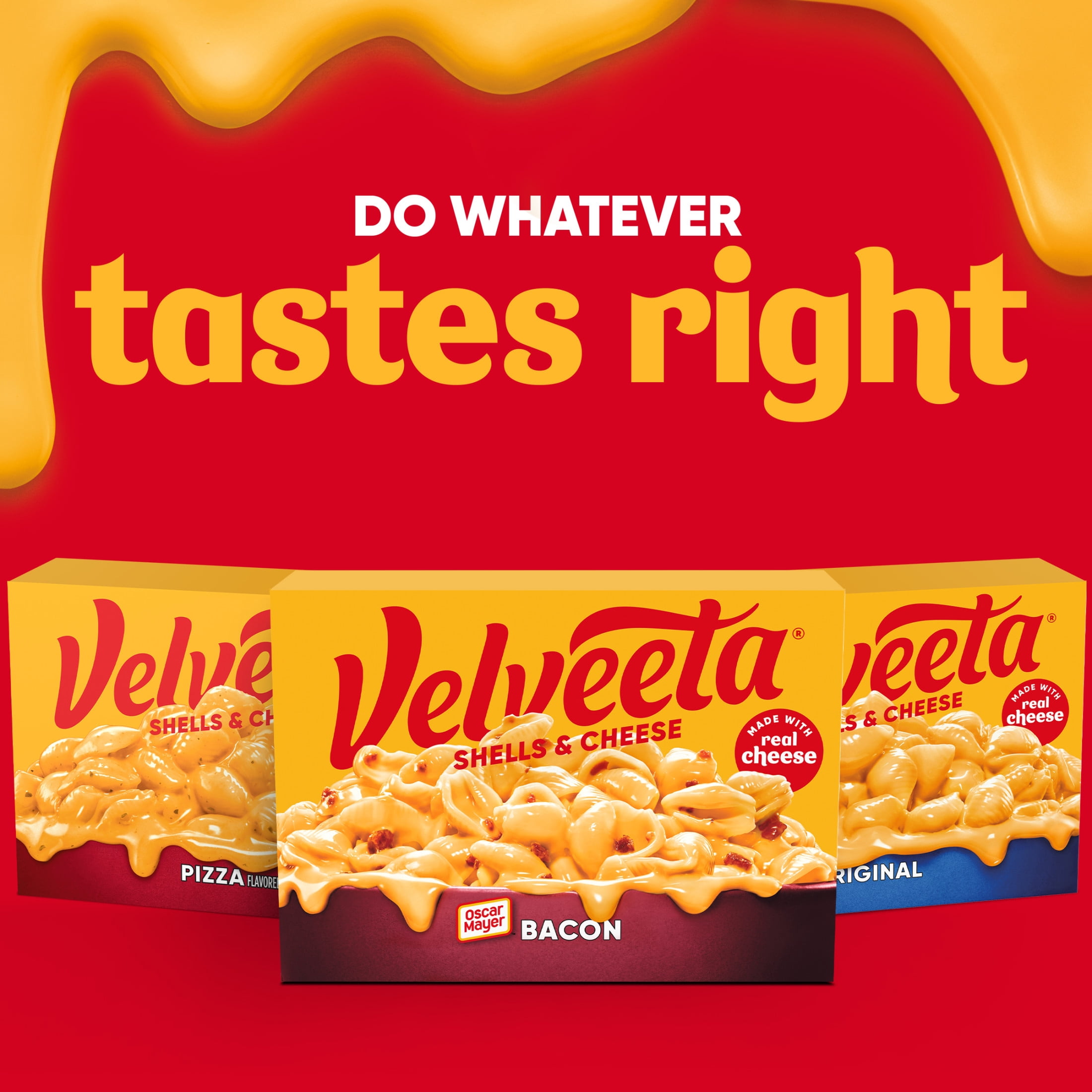 (4 pack) Velveeta Shells and Cheese Mac and Cheese with Bacon, 1 Box, for Easy Dinner or Dinner Sides, Made with Real Cheese, 10.3 oz