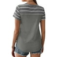 thumbnail image 2 of Striped Printed Short Sleeve Tee Shirt for Women Crew Neck Loose Summer Casual Tops Gray L, 2 of 3