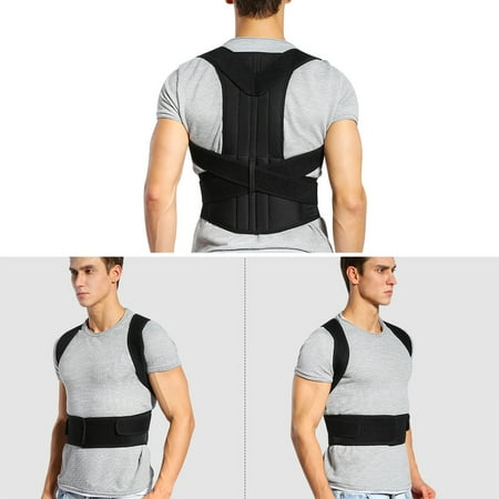 Walfront Corrector Back Brace Support Belts for Upper Back Pain Relief, Adjustable Size with Waist Support Wide Straps Comfortable for Men