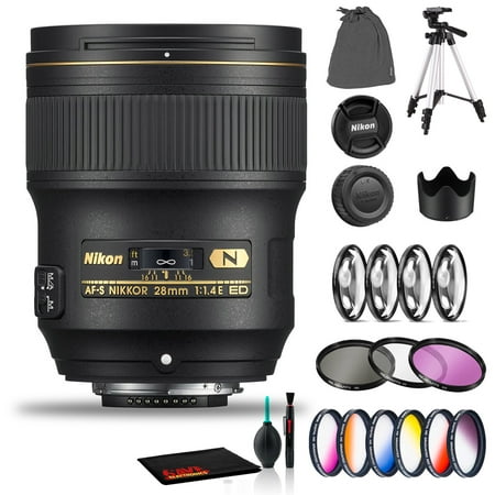Image of Nikon AF-S NIKKOR 28mm f/1.4E ED Lens Includes Filter Kits and Tripod (Intl Model)