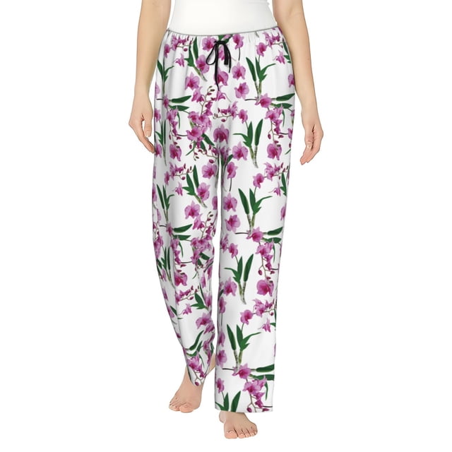Balery Orchids Flowers Pantalones de pijama para mujer, pijamas ultraligeros, pantalones de estar por casa-Small