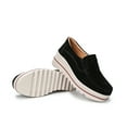 thumbnail image 4 of Ruiatoo Women Platform Loafers Slip On Comfort Suede Wedge Shoes Low Top Moccasins Black 35, 4 of 6