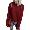 thumbnail image 1 of Asyoly Women's 1/4 Side Zipper Turtleneck Sweater Long Sleeve Ribbed Knit Basic Comy Pullover Solid Color Jumper Casual Loose Tops, 1 of 6