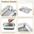 thumbnail image 4 of Stainless Steel Bento Box 2L / 67.6 oz 3-Compartment Lunch Container for Youngsters & Adults, Double Layer, Leak-Proof Food Storage with Handle, 8.7 x 6.1 x 3.5 in, 4 of 6
