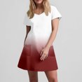 thumbnail image 5 of GaThRRgYP Women's Summer Short-Sleeve Round Neck Dress,Women's Fashion Summer Gradient Short-sleeved V-neck Casual Dress Wine S, 5 of 8
