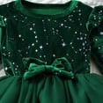 thumbnail image 6 of bbymog Girls Dress Fluffy Long Sleeves Sequin Princess Dresses Cotton Birthday Graduation Dress for Girls with Belt Green C 7-8 Years, 6 of 6