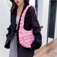 thumbnail image 2 of Bolso de hombro para mujer Bolso de mensajero en la nube Bolso sólidos informales plisados ​​(Rosa), 2 of 6