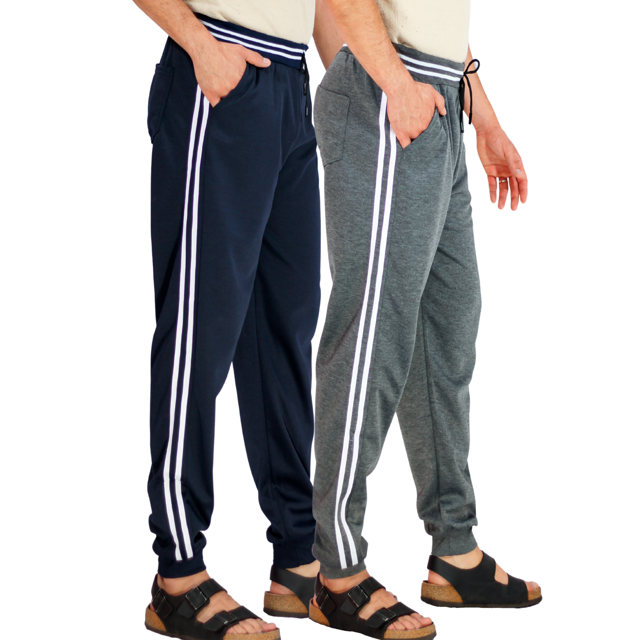 Pantalones Deportivos Malabis Chandal Pant-048 Azul Marino y Gris Oscuro Elasticos con Bolsillos