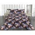 thumbnail image 2 of Ambesonne Nautical Quilted Bedspread Set 3 Pcs, Watercolor Whales Flowers, Queen, Dark Lavender and Soft Pink, 2 of 4