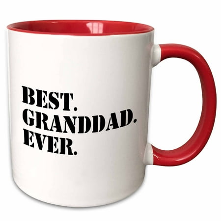 3dRose Best Granddad Ever - Grandad gifts for Grandfathers - fun humorous family love humor - black text - Two Tone Red Mug, (Best Love Text Ever)