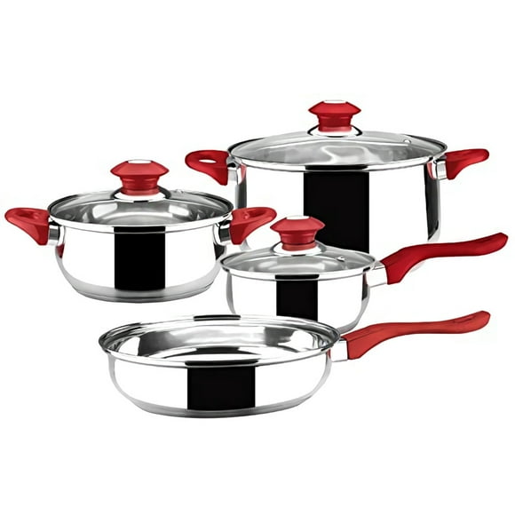 Bateria Cocina Coraza 7 Pzas Acero Inoxidable Magefesa Coraza_Rojo
