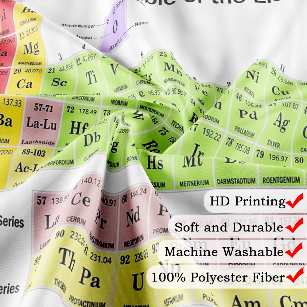 Updated Periodic Table of Elements Shower Curtain Sets, Science Chemistry Teach and Study Decor Curtains for Classroom, Fabric Educational Chemistry Bath Curtain with Hooks Included, 69X70IN