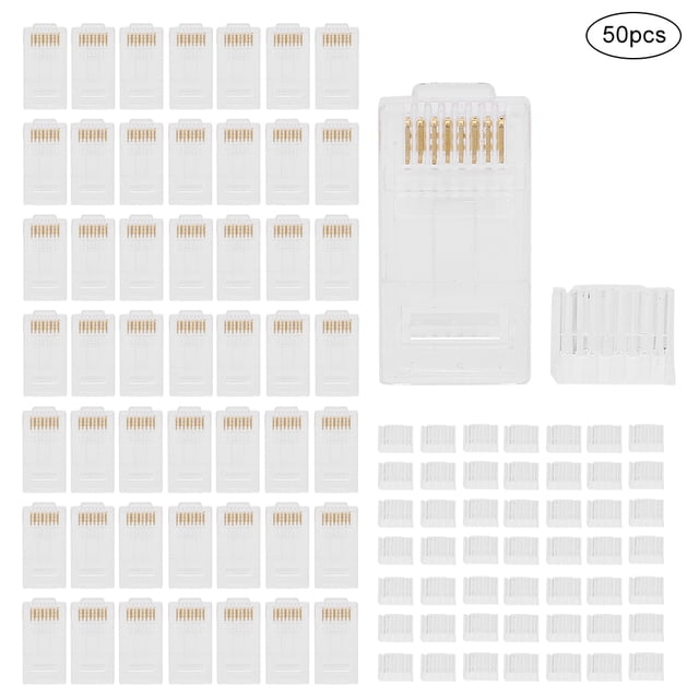 50 Pcs Connecteur Ethernet RJ45 Connecteur Réseau Non Blindé Connecteur 8P8C Prise Modulaire Tête en Cristal