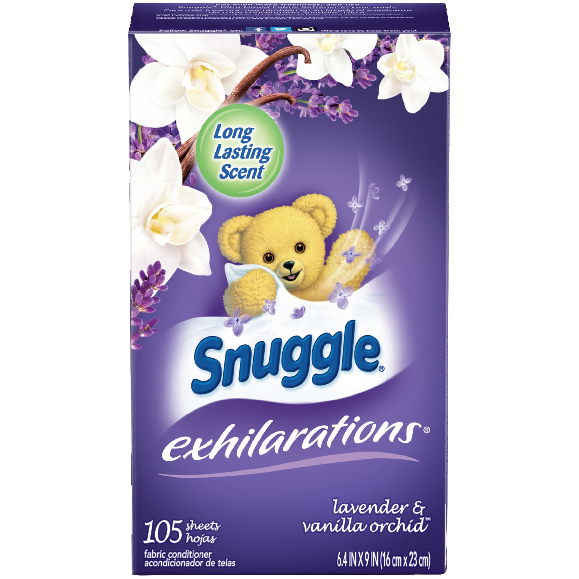 Snuggle Exhilarations Fabric Softener Dryer Sheets, Lavender & Vanilla