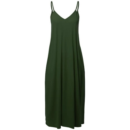 FashionOutfit Women's Casual Premium Adjustable Strap Side Pockets Loose Long Maxi Dress