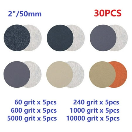 

Leke 30PCS 2 Inch Sanding Disc 50mm Wet & Dry Flocking Sandpaper 60-10000 Grit