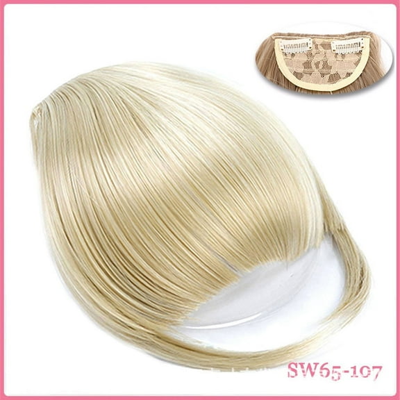 Nvzi-a Clip in Bangs, Synthetic French Bangs Hair Clip, Fake Bangs Fringe with Temples Hairpieces for Women Natural Curved Bangs Clip in Hair Extensions for Daily Wear,Blonde
