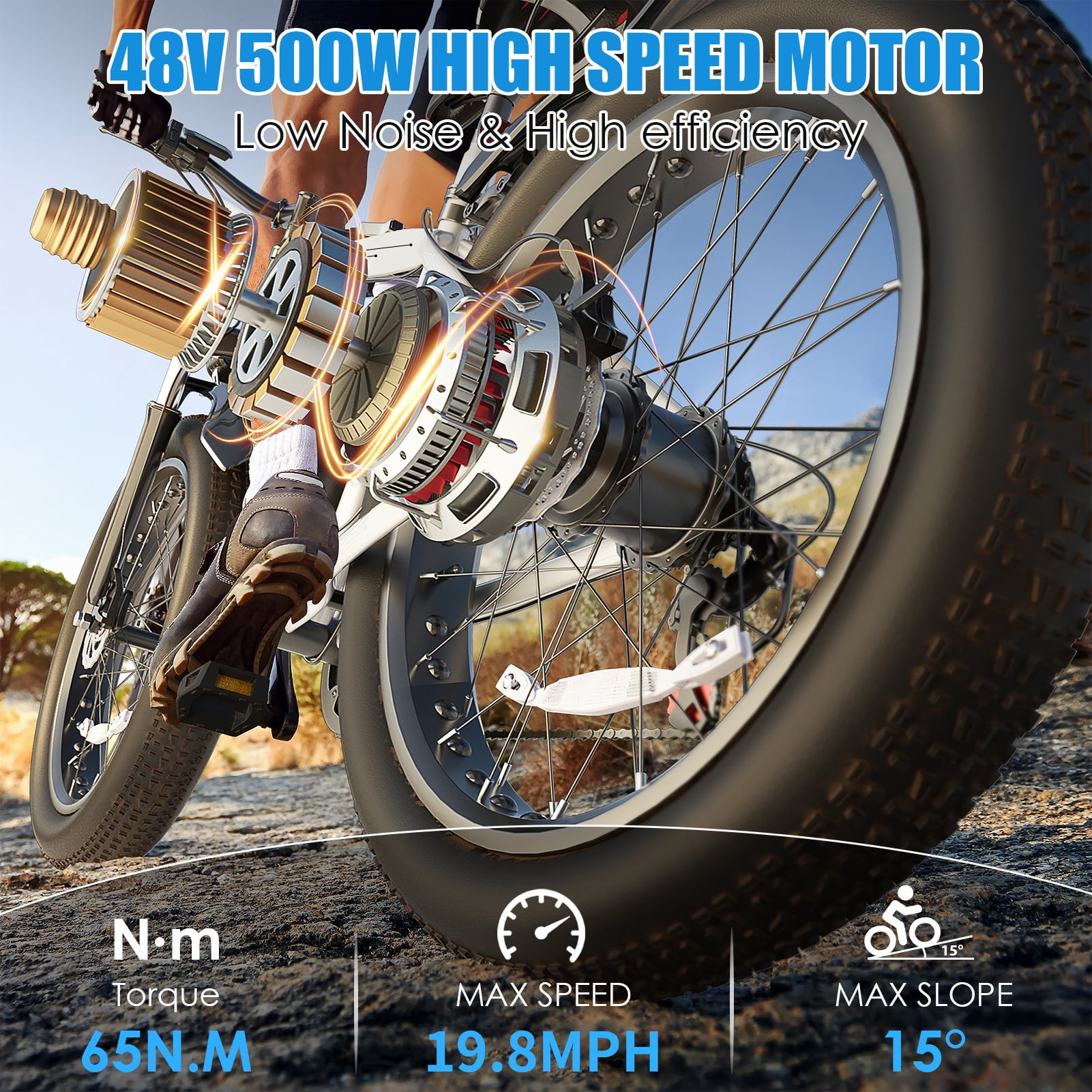 Elifine 26"x4.0 Fat Tire Electric Bike, 624Wh Battery, 48V 500W Ebike Electric Mountain Bike, Cruise Control Mode, Adult E Bikes for Men, LCD Meter, 7-Speed Snow Bike Beach E-Bike for Adults UL2849