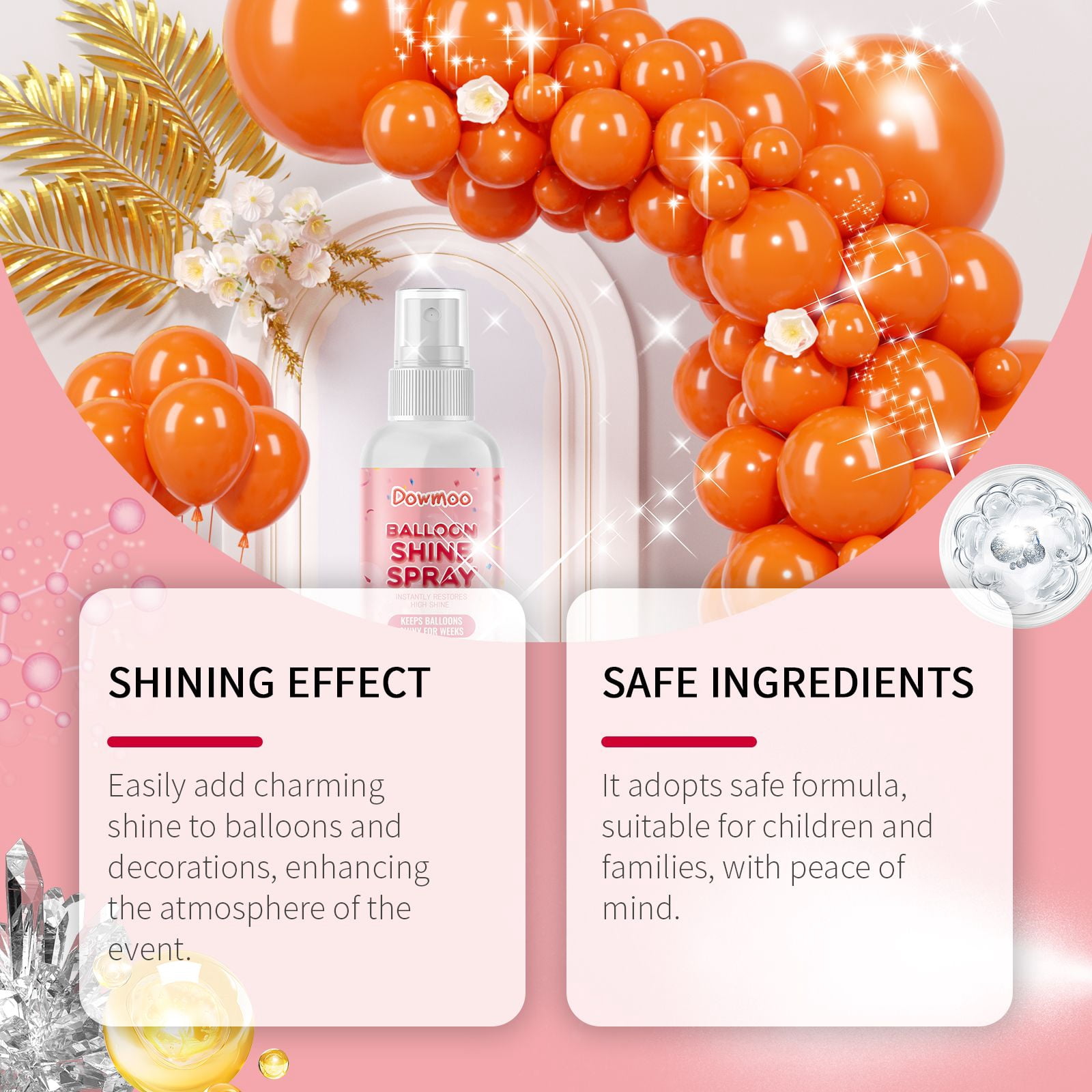 Alvantor Balloon Shine Spray for Latex, Quick Dry High Gloss Party Decor, Waterproof Shimmer, 3.38fl oz