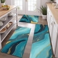 thumbnail image 2 of Blue and Gold Marble Wave Art Pattern Kitchen Rugs Sets Of 3,Kitchen Runner Rugs Non Skid Washable,Decorative Kitchen Floor Mats for Kitchen,Sink,Laundry,17"x30"+ 17"x47" + 17"x59", 2 of 6