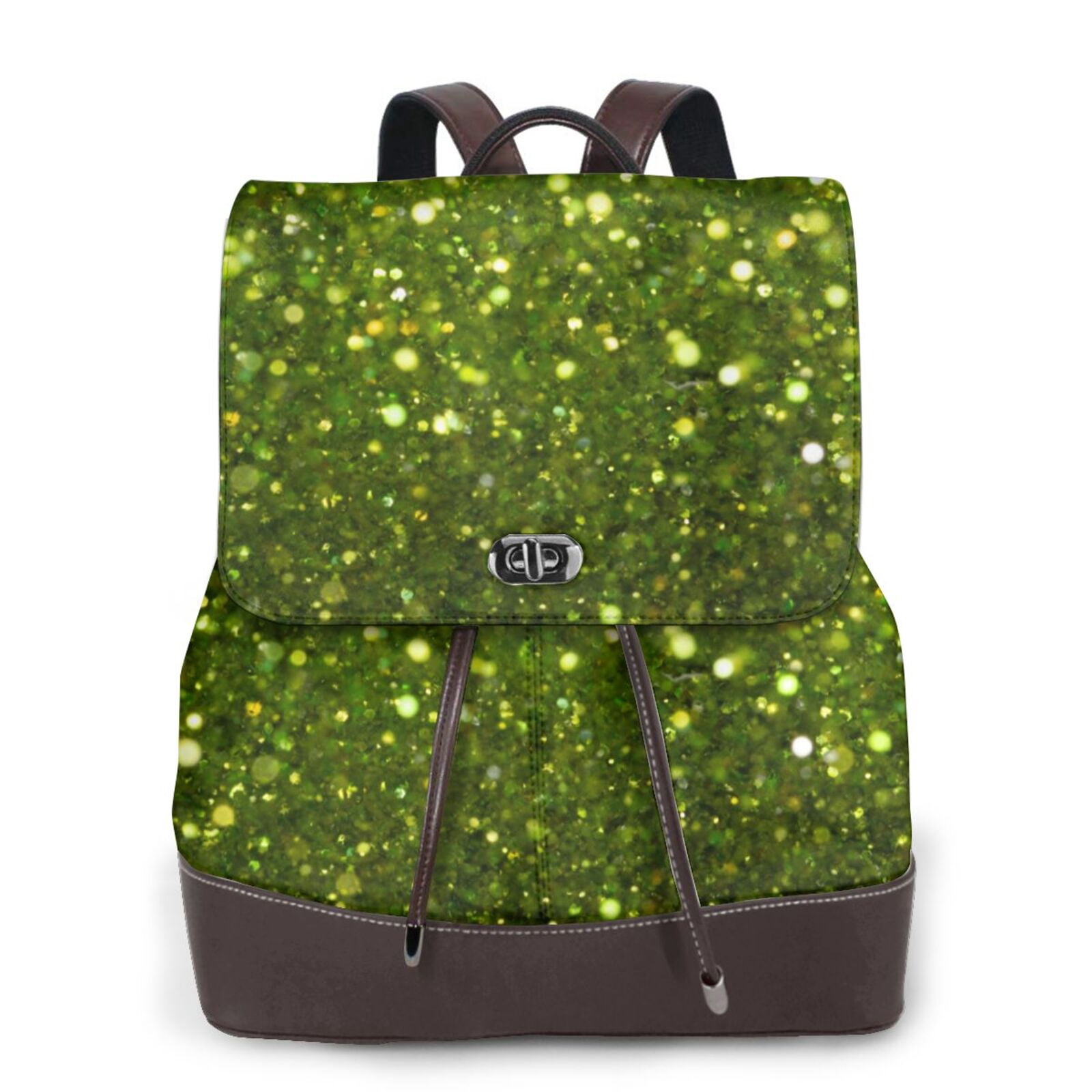 Cauagu Green Glitter Sparkle Pattern Leather Backpack for  display picture 1