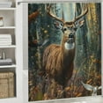 thumbnail image 6 of Autua Deer Forest Birds Shower Curtain for Chic Modern Bathroom Decor with Hooks 36"x72, 6 of 7