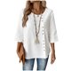 thumbnail image 1 of Mujeres 3/4 Manga Tops Y Blusas de Color Sólido con Botones Cuello Redondo Casual Top de Moda 3/4 Manga Tops Casuales para Mujeres, 1 of 7