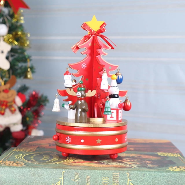 Caja de Música Giratoria de Madera Fiudx Alta Gama Decoraciones Navideñas
