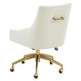 thumbnail image 5 of SAFAVIEH Couture Jakob Velvet Mid Back Adjustable Swivel Desk Chair, Cream/Gold, 5 of 7