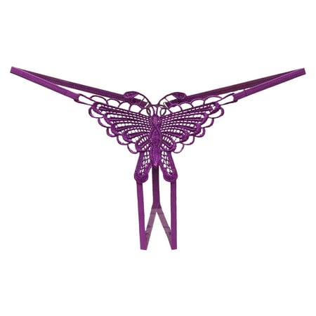 HYSYSB Crotchless Underwear for Women thongs for Women plus Size G String thong Panties for Women crotchless Briefs G String for Underwear for Ladies Strappy micro Thongs for Women Purple One Size