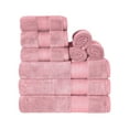 thumbnail image 2 of Superior Aria Turkish Cotton Solid Heavyweight 9-Piece Coral Pink Towel Set, 2 of 6